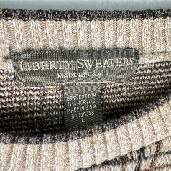 Liberty Sweaters Brown Multicolor Cotton & Acrylic Plaid Pullover Sweater Size L - Picture 3 of 5